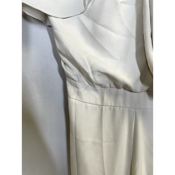 ML MONIQUE LHUILLIER Ruffle Halter Wide Leg Jumpsuit in White Size 6 $495 - Picture 8 of 16